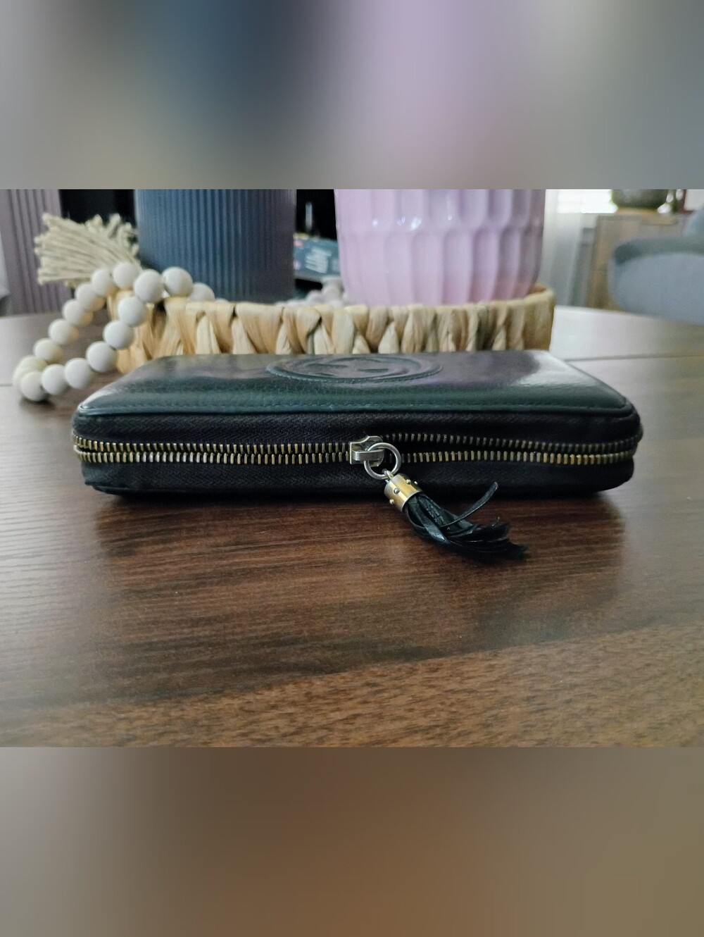 Gucci Soho Black Pebbled Leather Zip Around Wallet Tassel (As-Is) - Picture 13 of 13